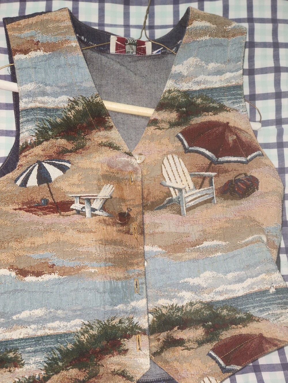 Vintage Orvis Women's Tapestry Cape Cod Vest Women's Beach Summer - Picture 8 of 9